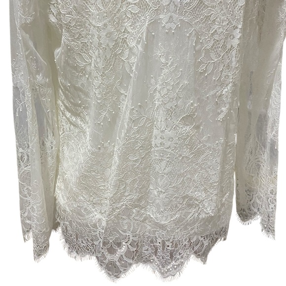 NWT White House Black Market Long Sleeve Lace Top Size Medium - Picture 12 of 16
